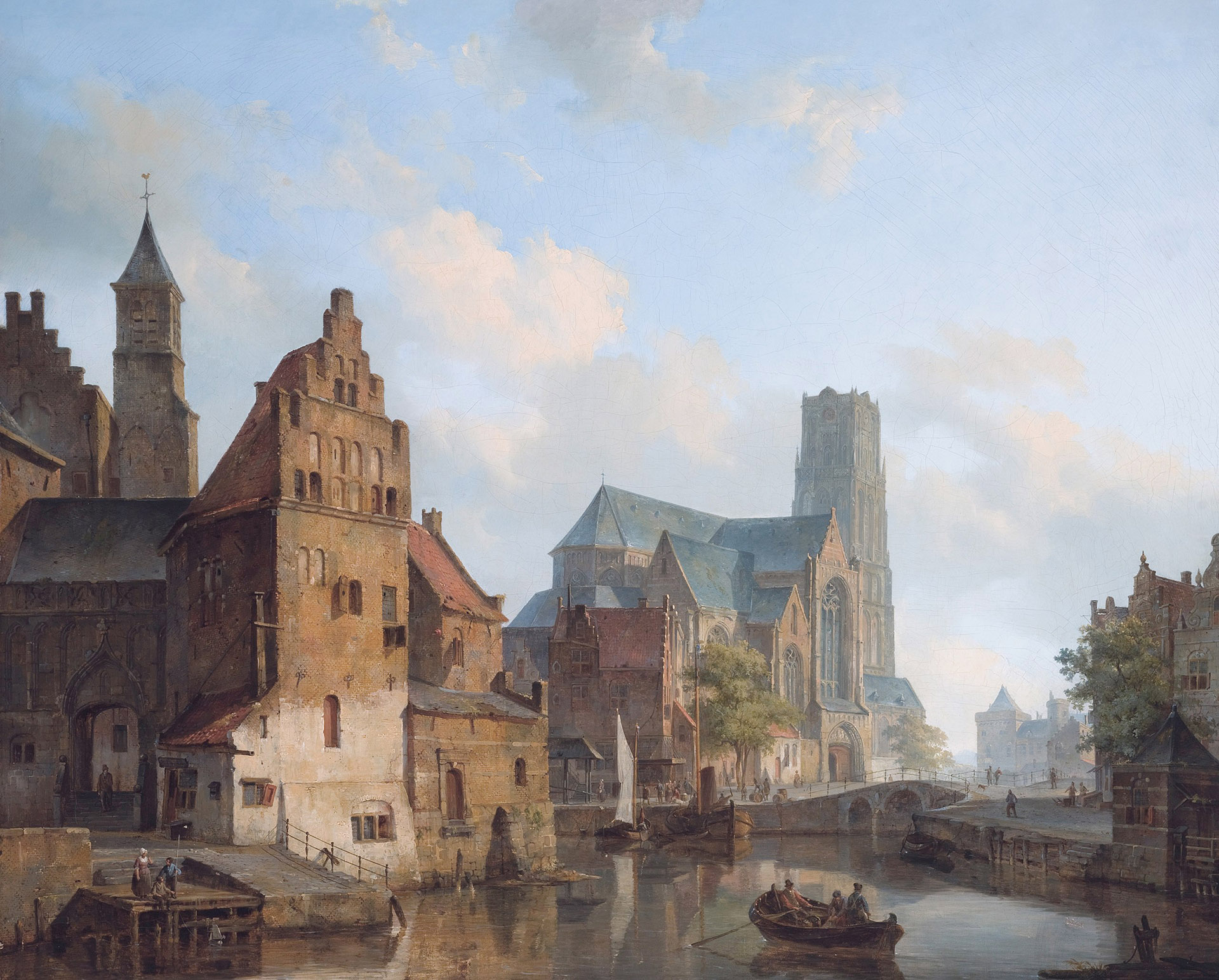 Delftse Vaart En De St Laurenskerk In Rotterdam Cornelis Springer