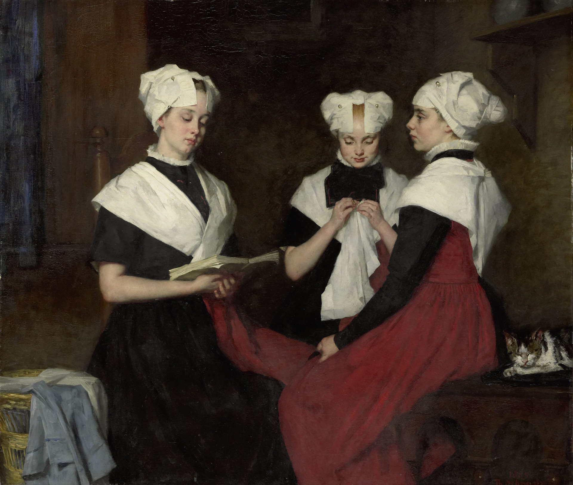 Drie Meisjes Uit Het Amsterdamse Burgerweeshuis 1885 Collectie Rijksmuseum
